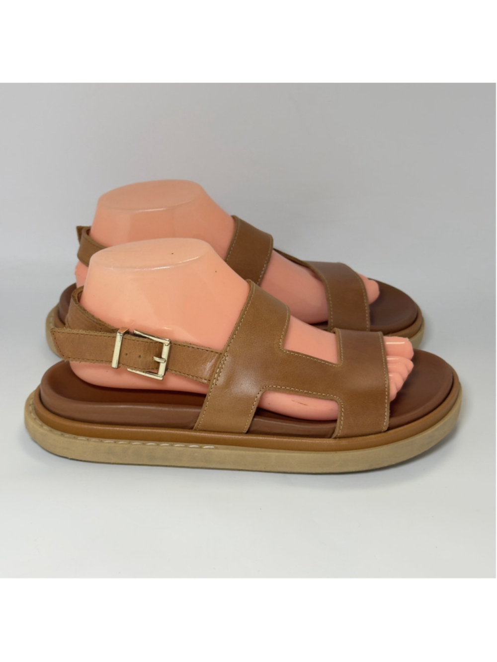 ALOHAS Lorelei Cut Out Leather Footbed Flat Sandal Tan Size 8.5